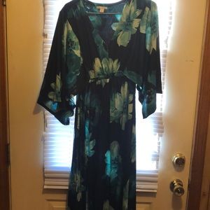 Black and teal flowered dress